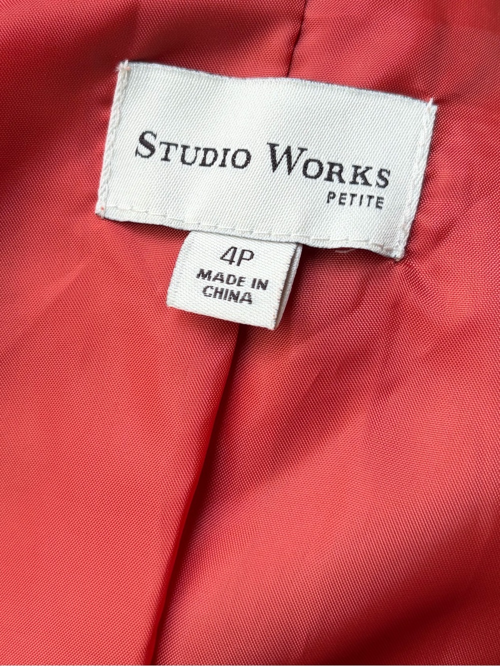 Studio Works Coral Red Faux Suede Zip Front Utility Jacket Petite 4P - Picture 2 of 10